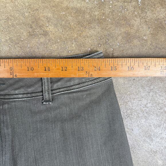 Women’s Wide Leg High Rise Pants Size Large Cropped Green Raw Hem - Picture 10 of 13